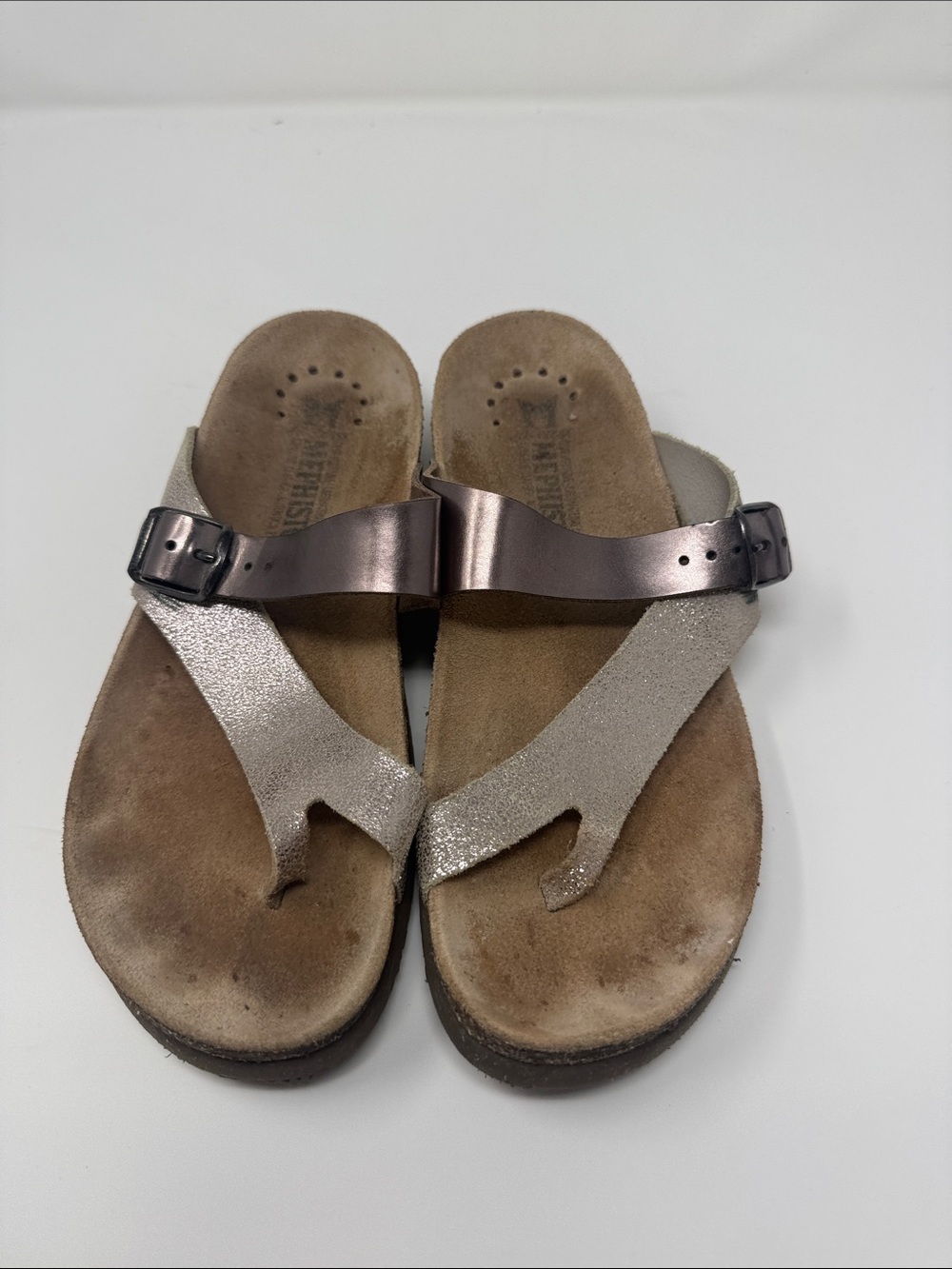 Mephisto Metallic Brown Thong Sandals with Buckle